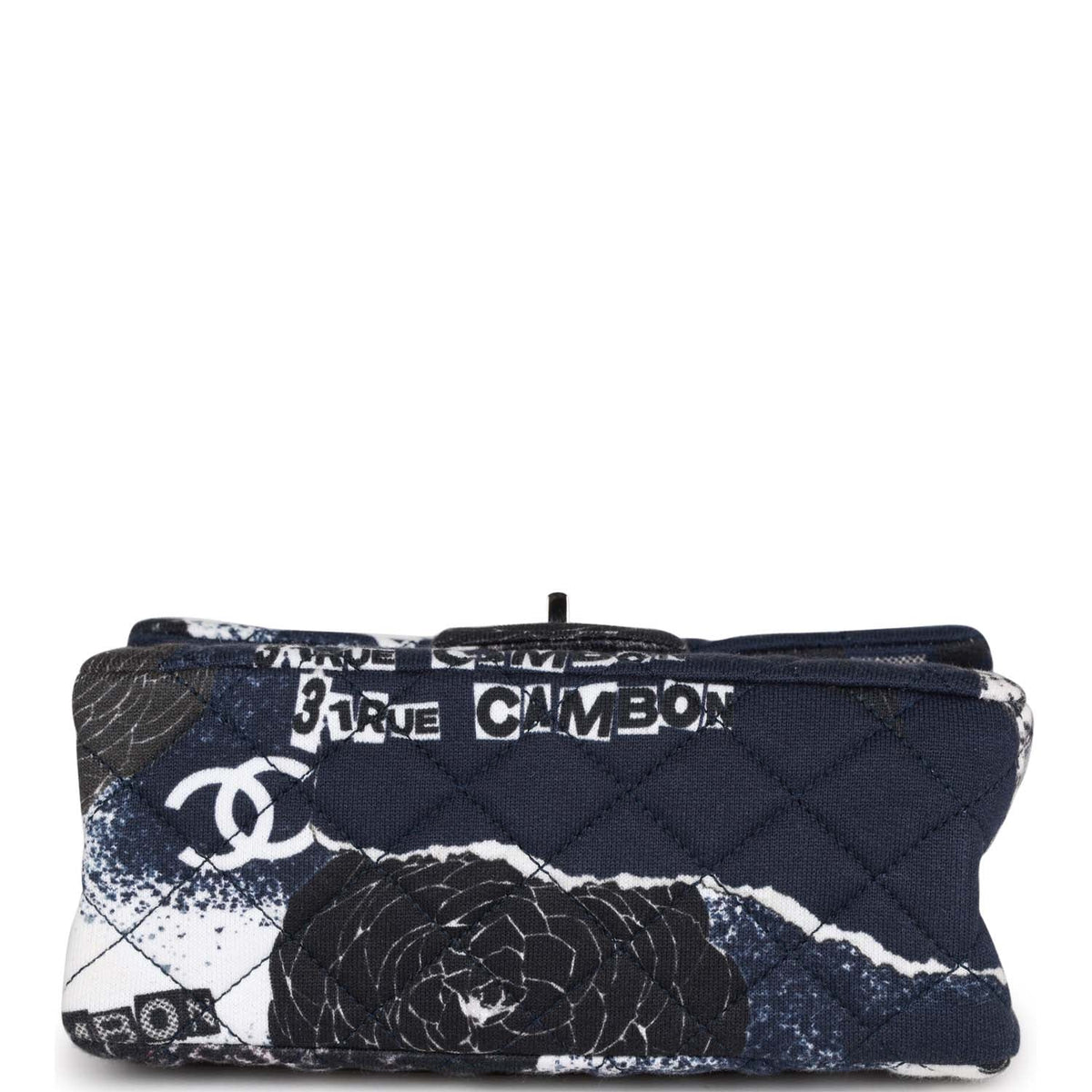 Chanel Mini Reissue . Flap Bag Navy Graffiti Jersey Ruthenium Hardware