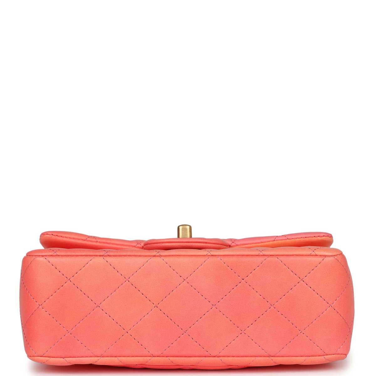 Chanel Mini Rectangular Top Handle Coral Ombre Lambskin Aged Gold Hardware