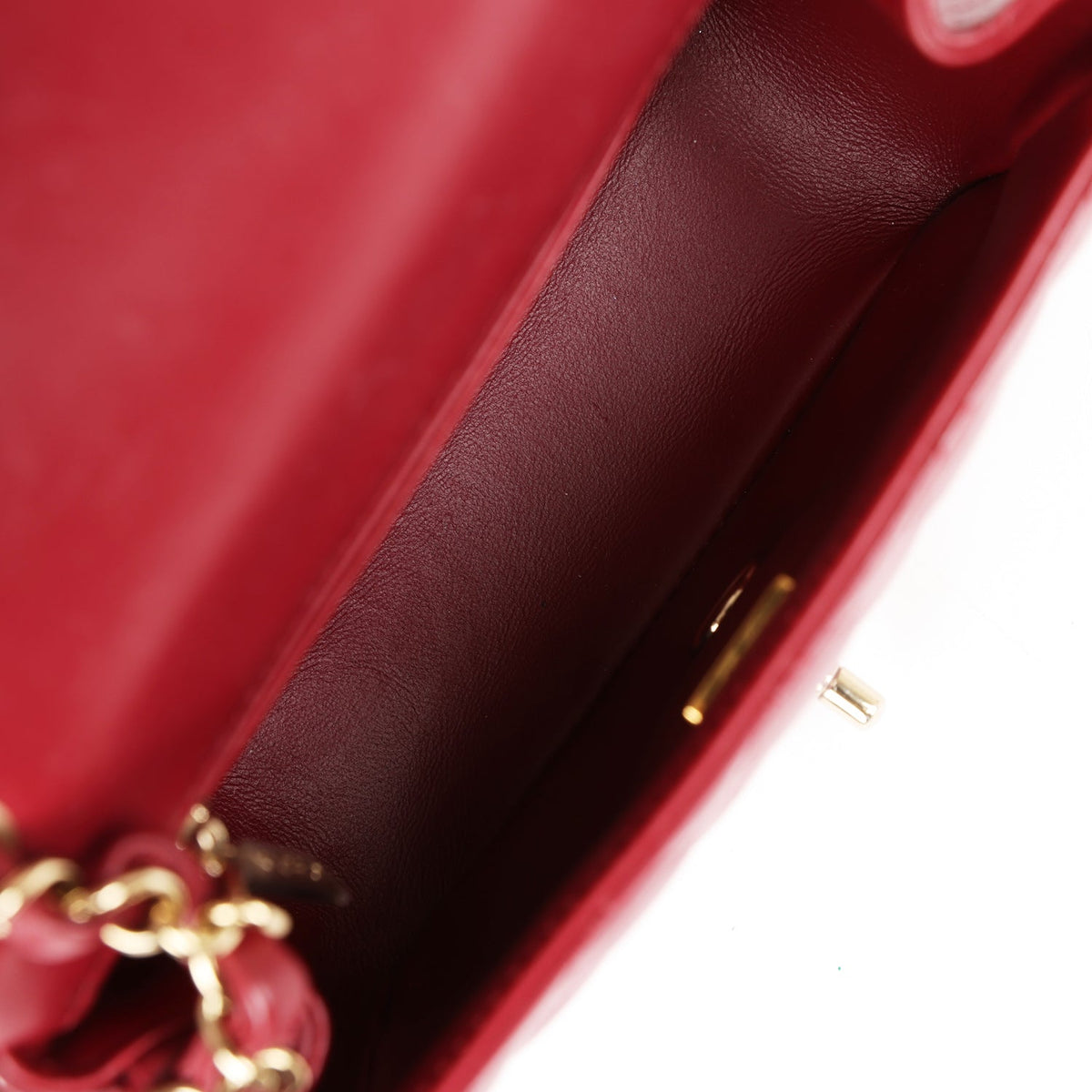 Chanel Mini Classic Square Flap Burgundy Lambskin Gold Hardware