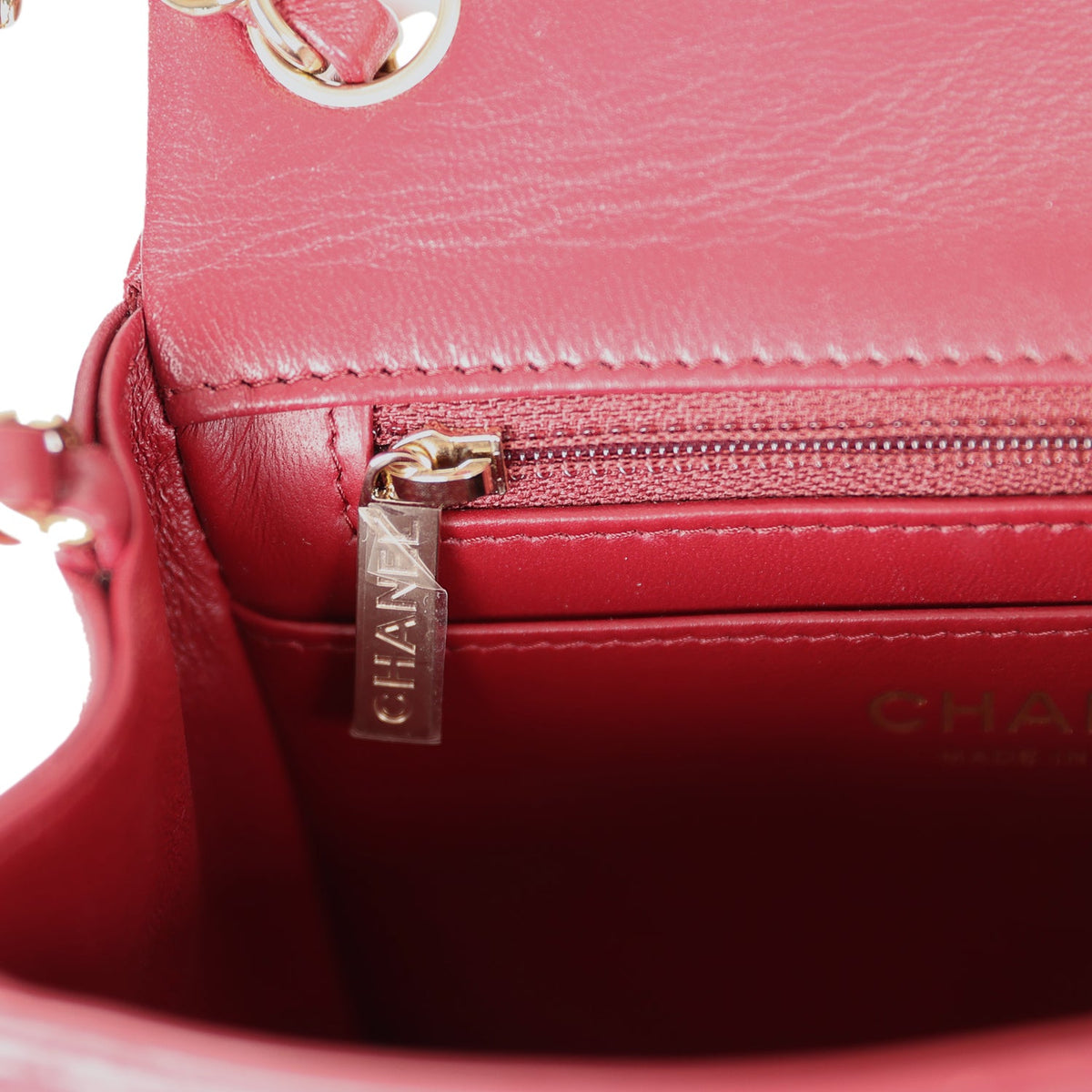 Chanel Mini Classic Square Flap Burgundy Lambskin Gold Hardware