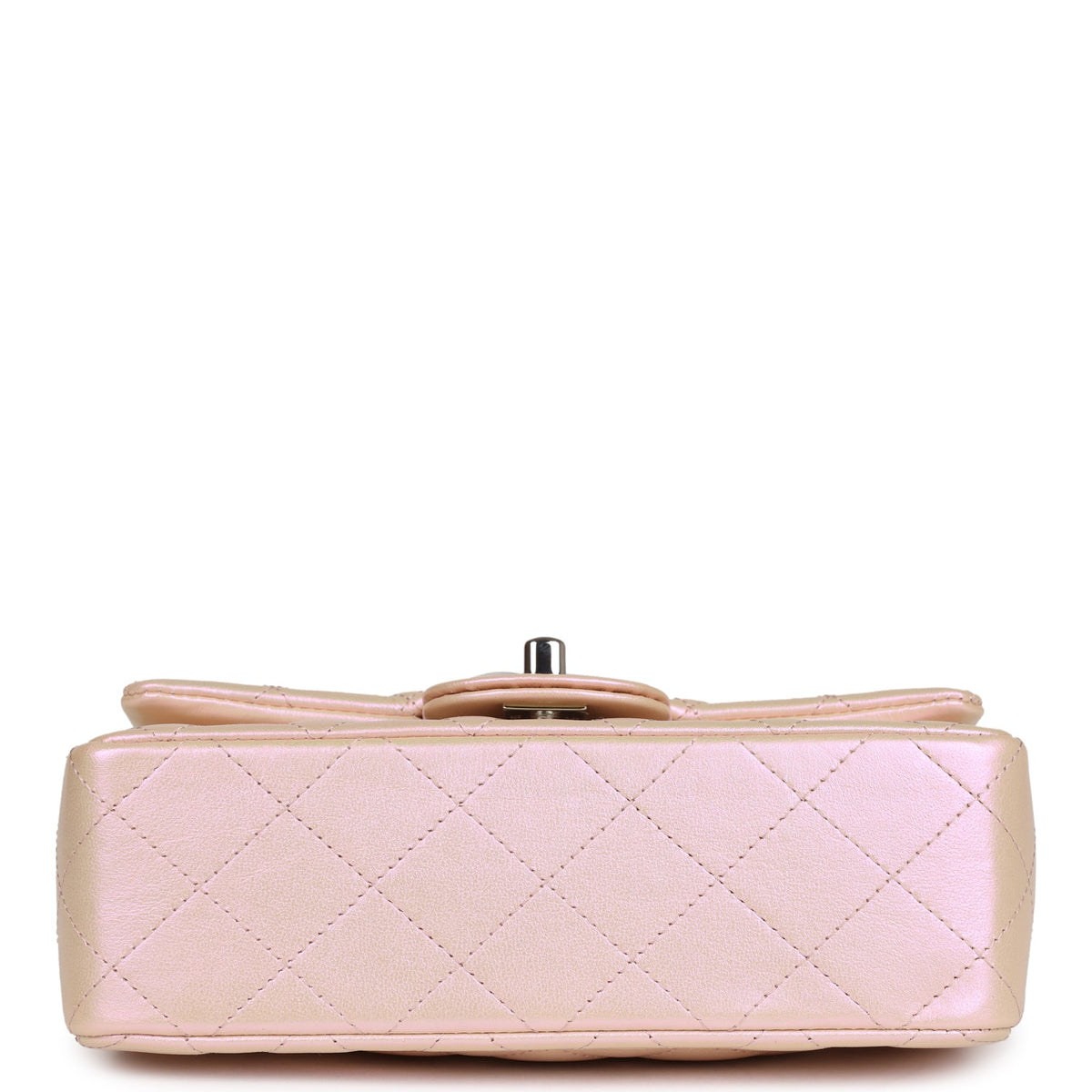 Chanel Mini Rectangular Flap Bag Pink Iridescent Calfskin Silver Hardware