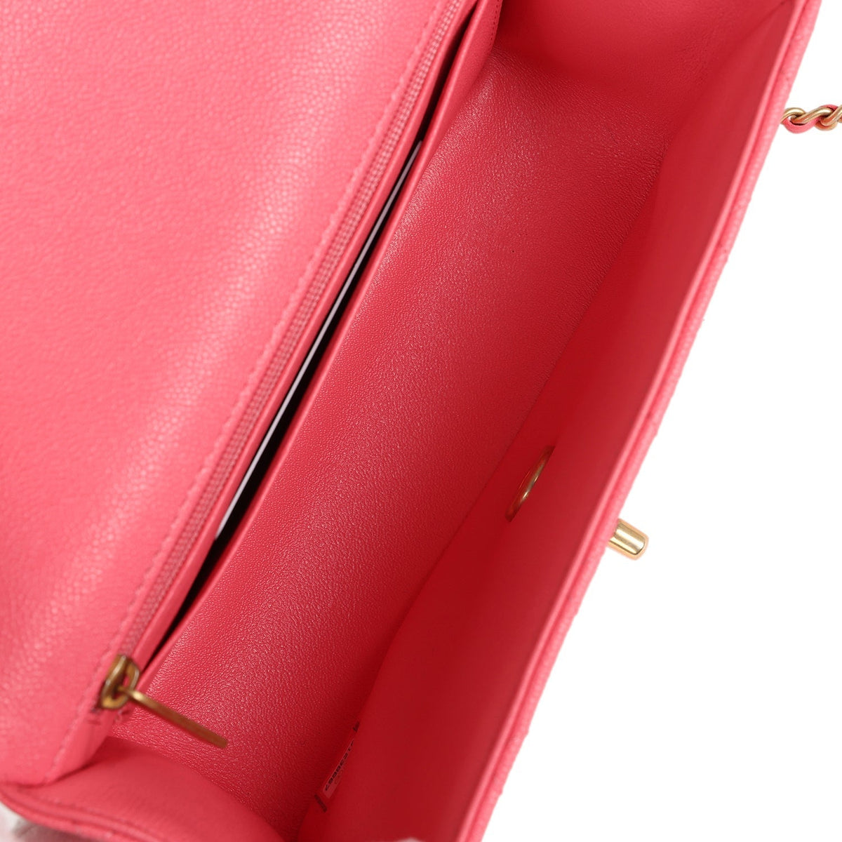 Chanel Mini Rectangular Flap with Top Handle Hot Pink Caviar Antique Gold Hardware