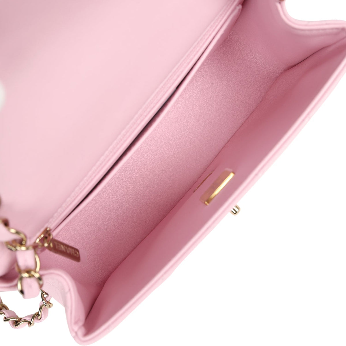 Chanel Mini Rectangular Flap Light Pink Lambskin Light Gold Hardware