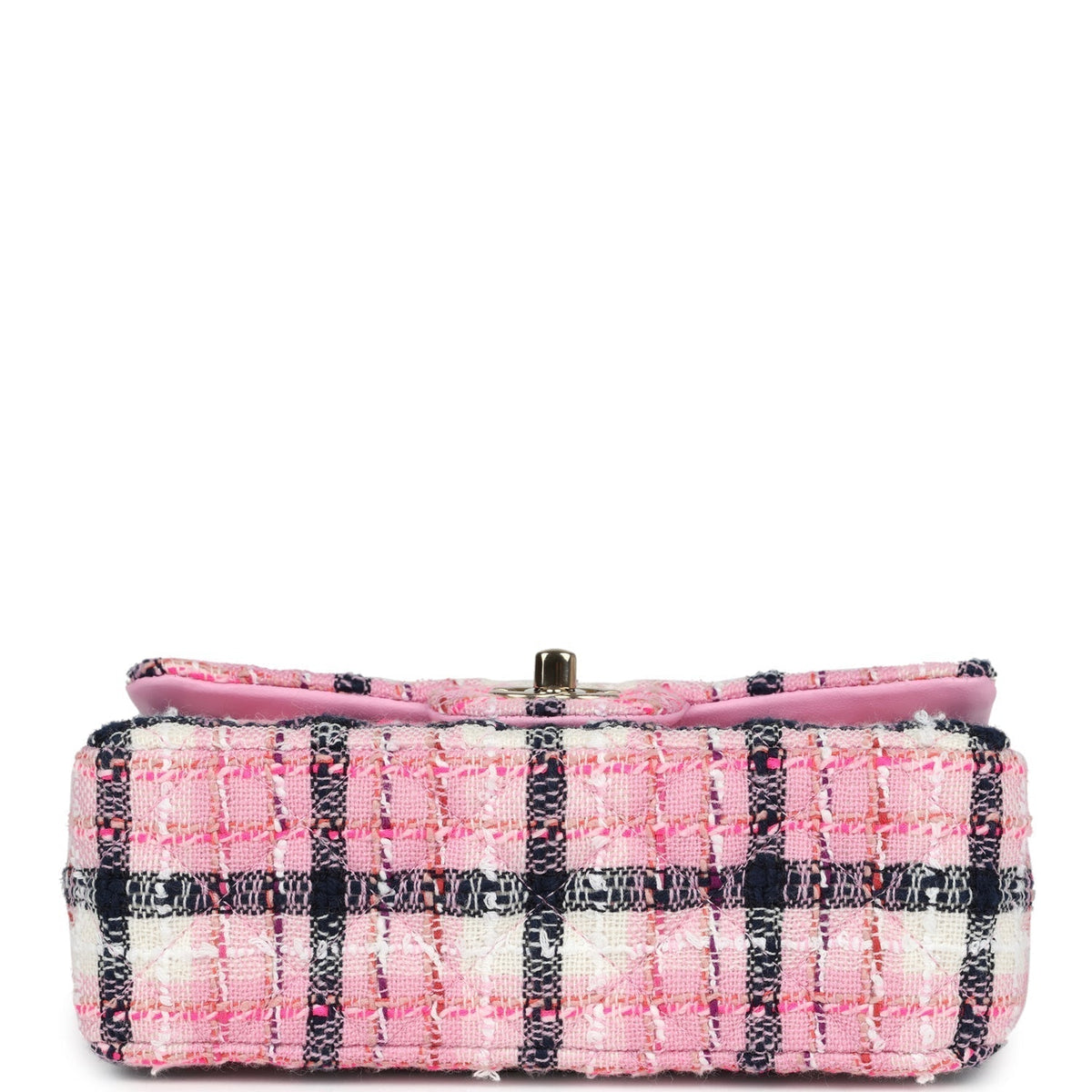 Chanel Mini Rectangular Flap Bag Pink, White and Black Tweed Light Gold Hardware