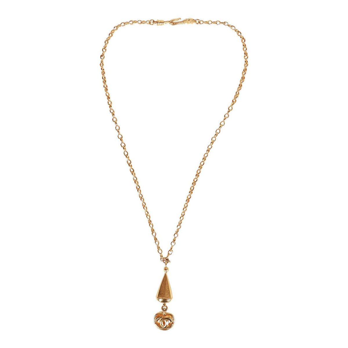 Vintage Chanel Gold Plated Interlocking CC Necklace