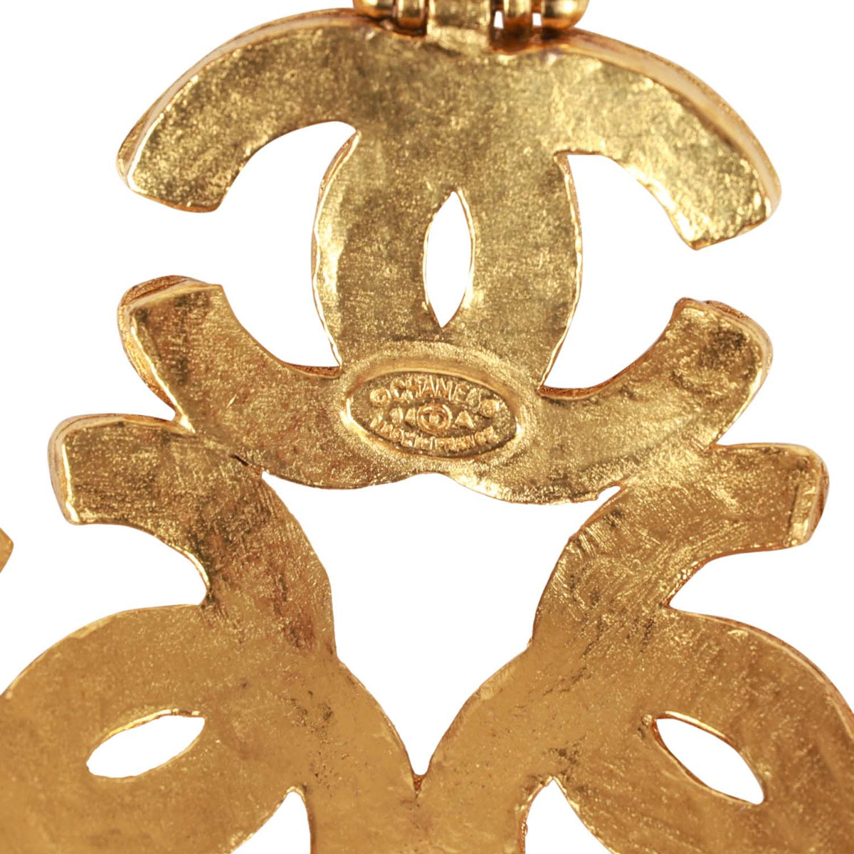 Vintage Chanel 24K Gold Plated Triple Interlocking CC Pendant Necklace