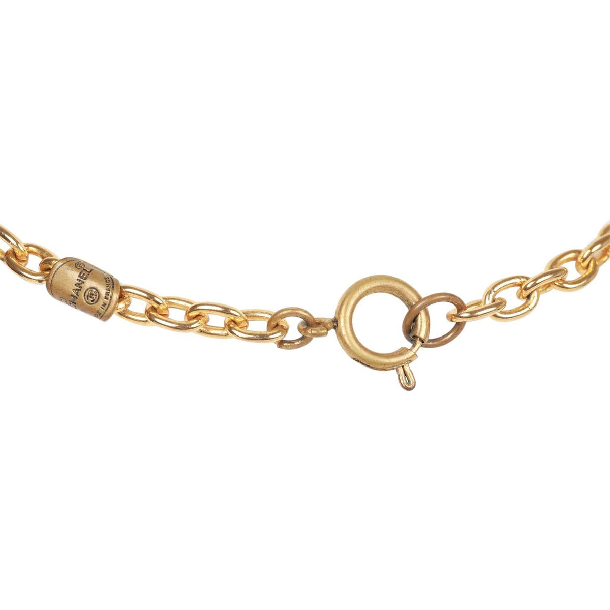 Vintage Chanel 24K Gold Plated Multi Charm CC Logo Necklace