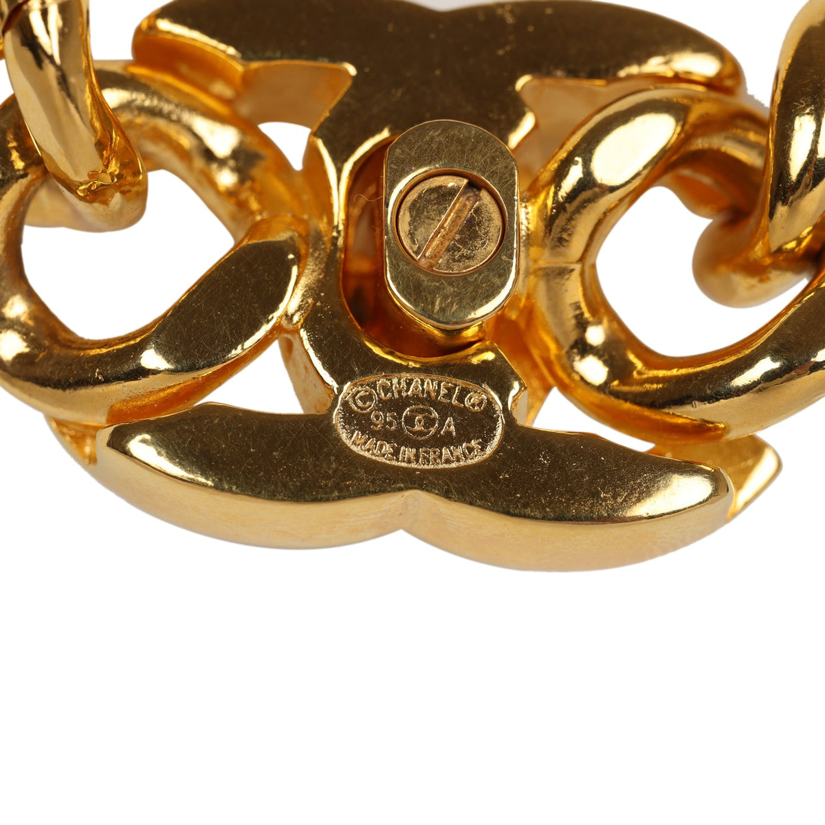 Vintage Chanel 24K Gold Plated Turn Lock Necklace