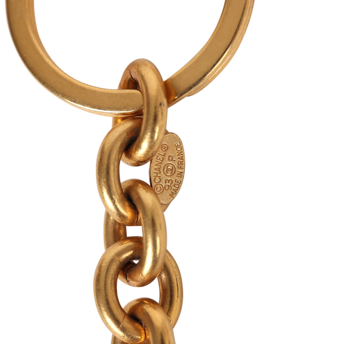 Vintage Chanel 24K Gold Plated Paris Circle Keychain