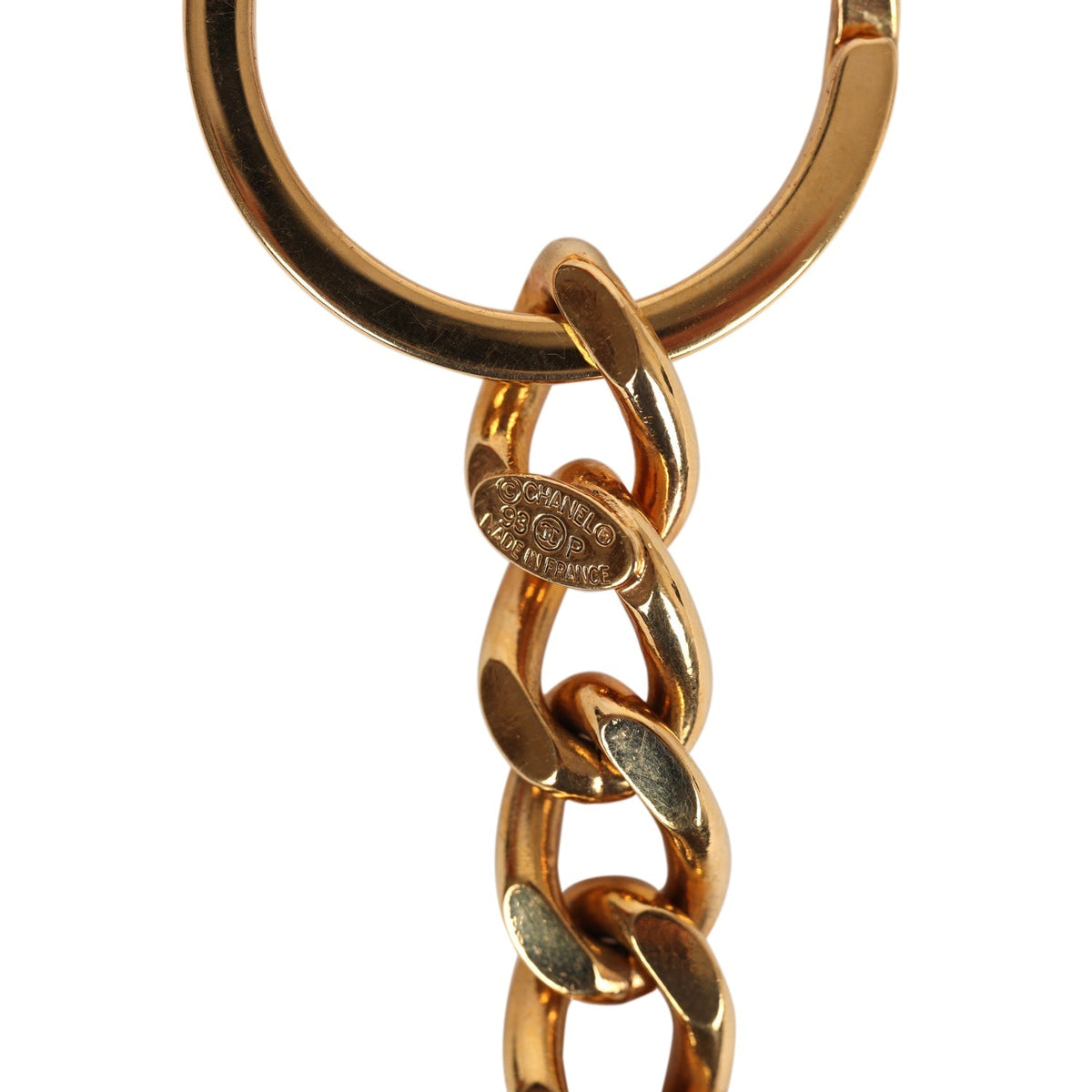 Vintage Chanel 24K Gold Plated CC in Circle Keychain