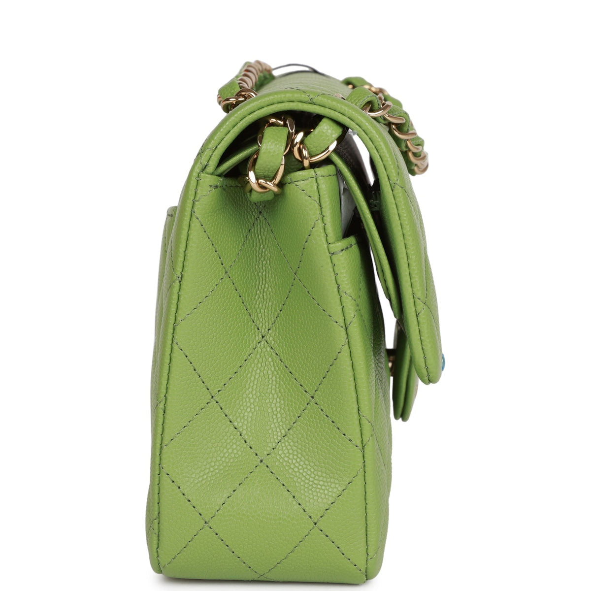 Chanel Small Classic Double Flap Green Caviar Light Gold Hardware