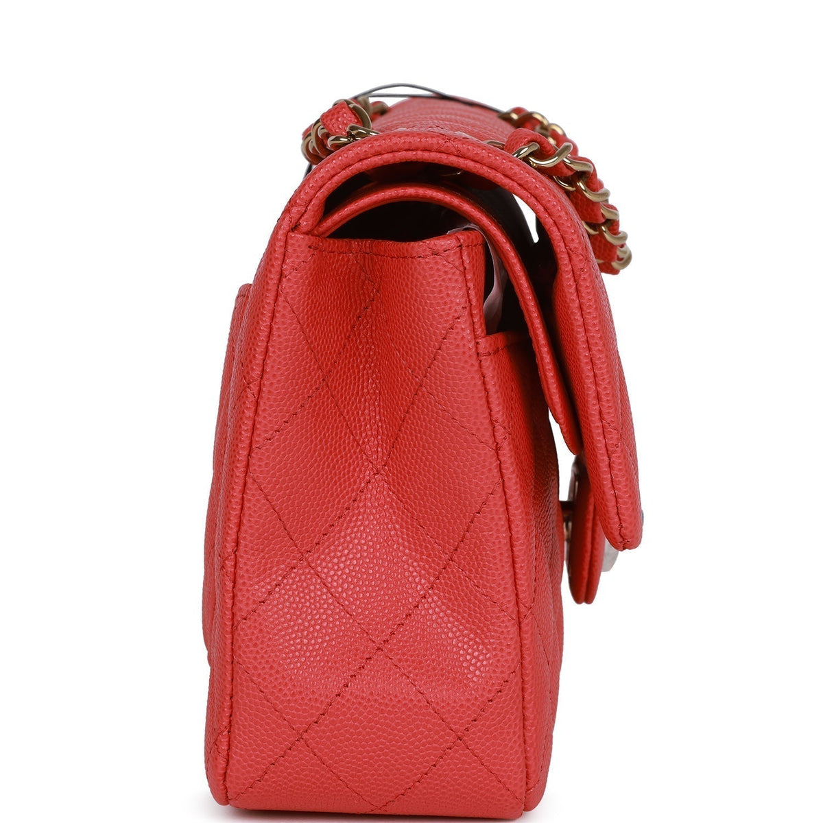 Chanel Small Classic Double Flap Red Caviar Light Gold Hardware