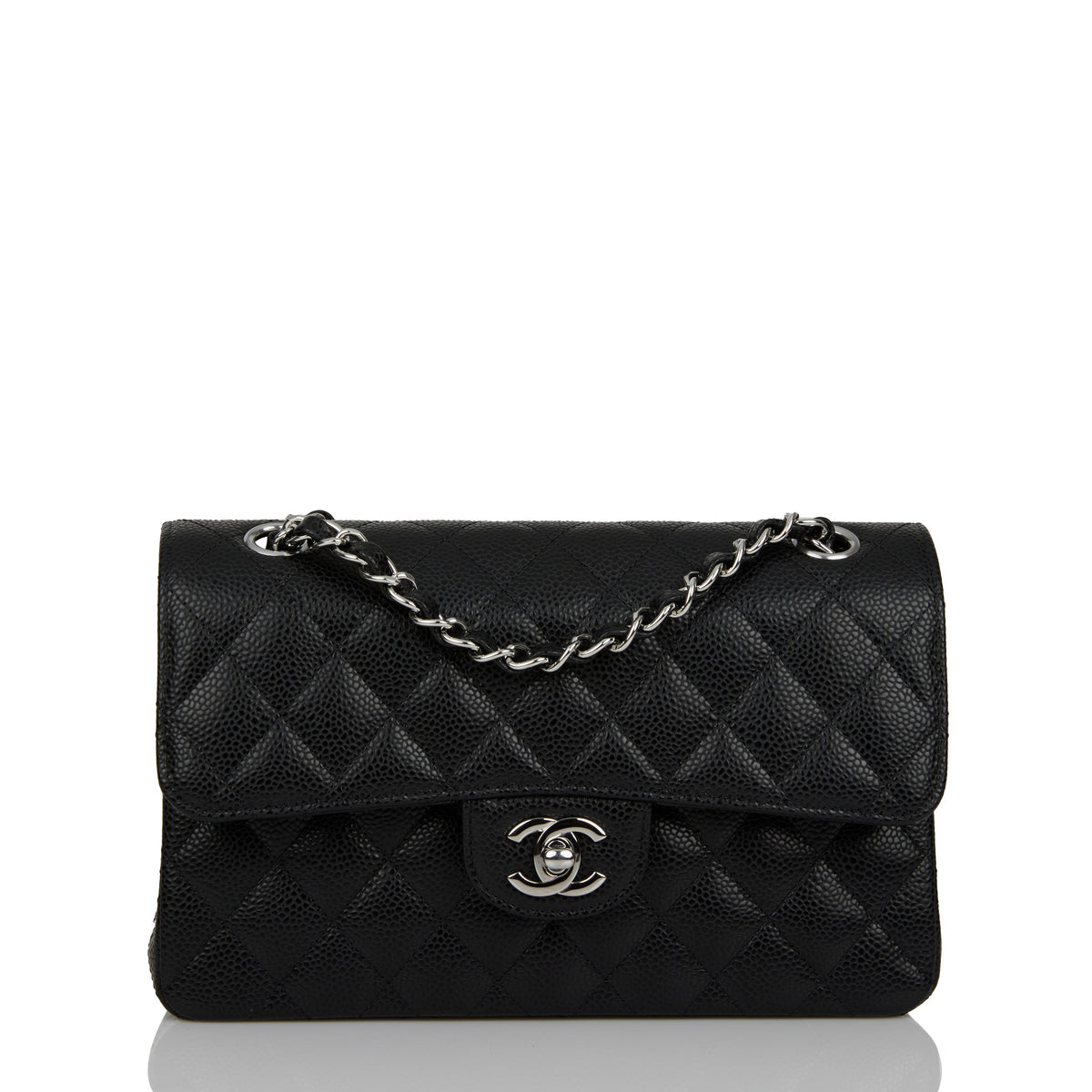 Chanel Small Classic Double Flap Black Caviar Silver Hardware