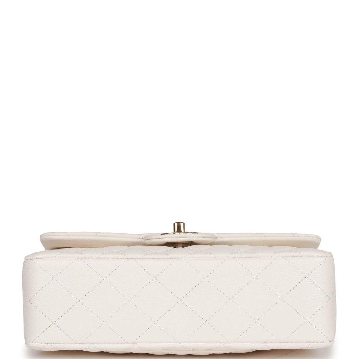 Chanel Small Classic Double Flap Bag White Caviar Light Gold Hardware