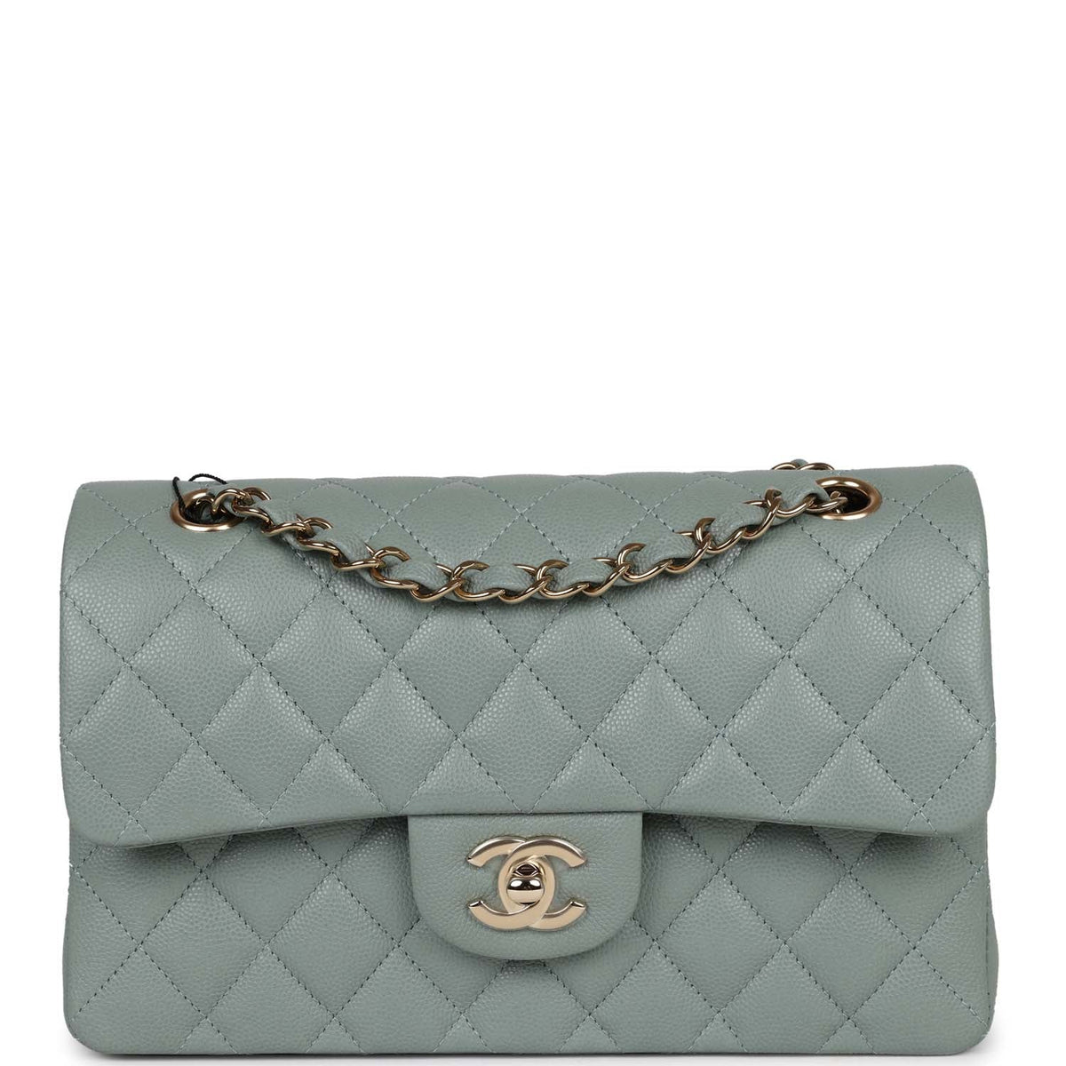 Chanel Small Classic Double Flap Bag Light Blue Caviar Light Gold Hardware