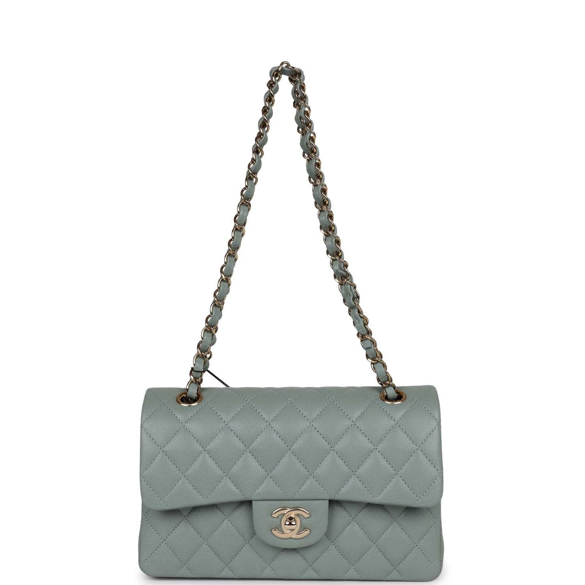 Chanel Small Classic Double Flap Bag Light Blue Caviar Light Gold Hardware