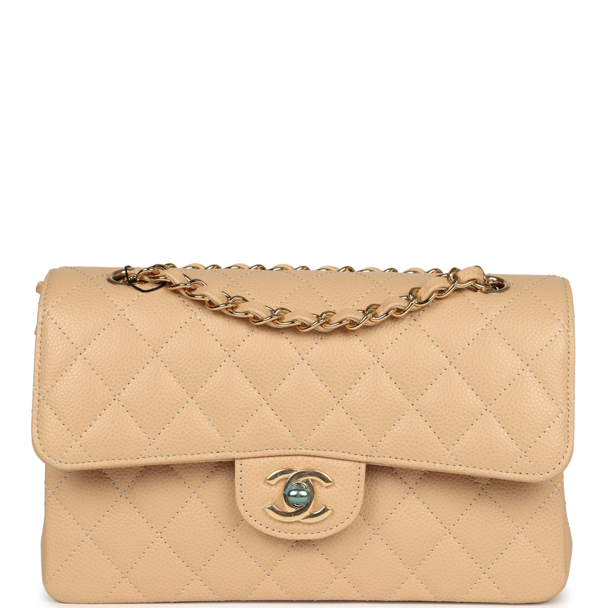 Chanel Small Classic Double Flap Bag Beige Caviar Gold Hardware