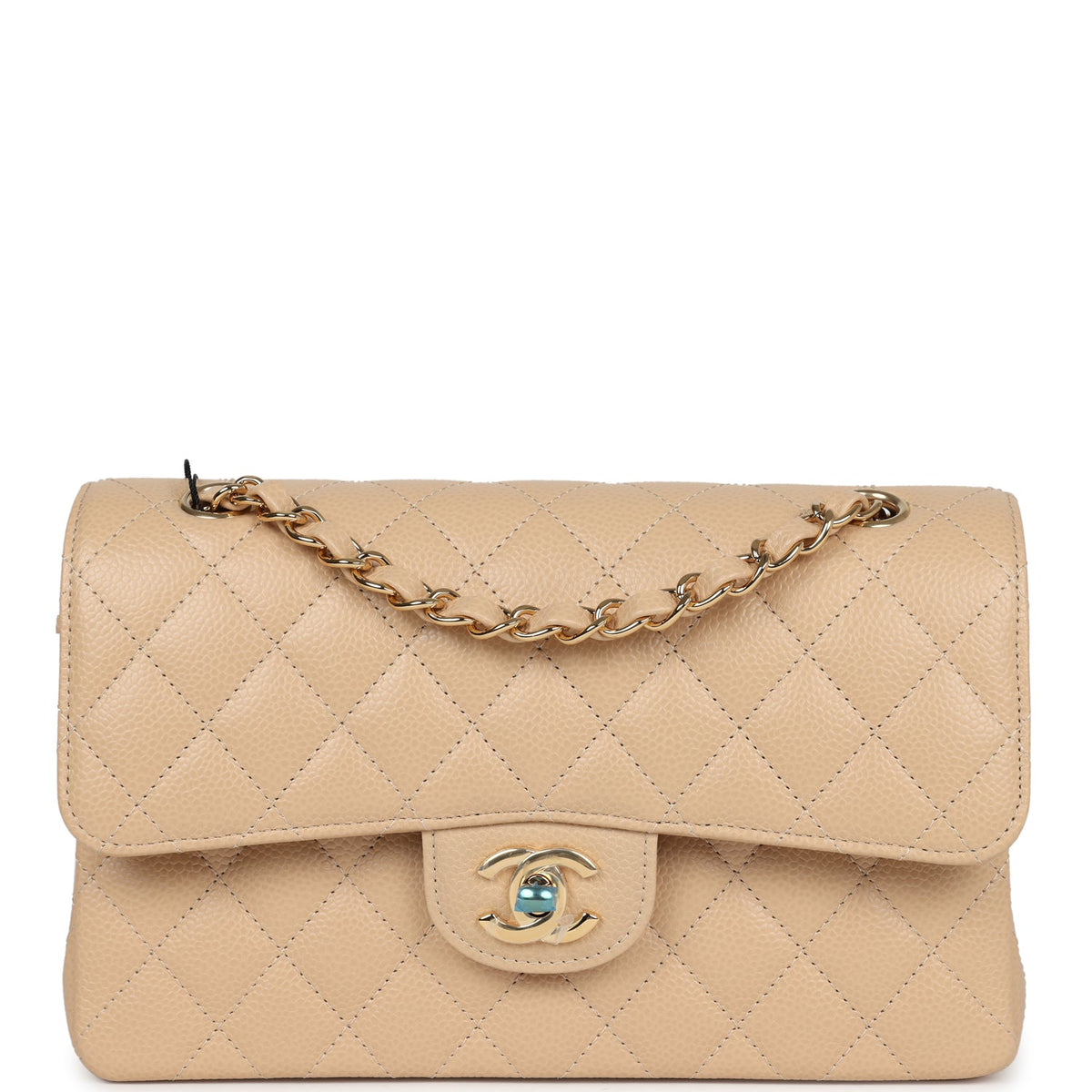 Chanel Small Classic Double Flap Bag Beige Caviar Gold Hardware