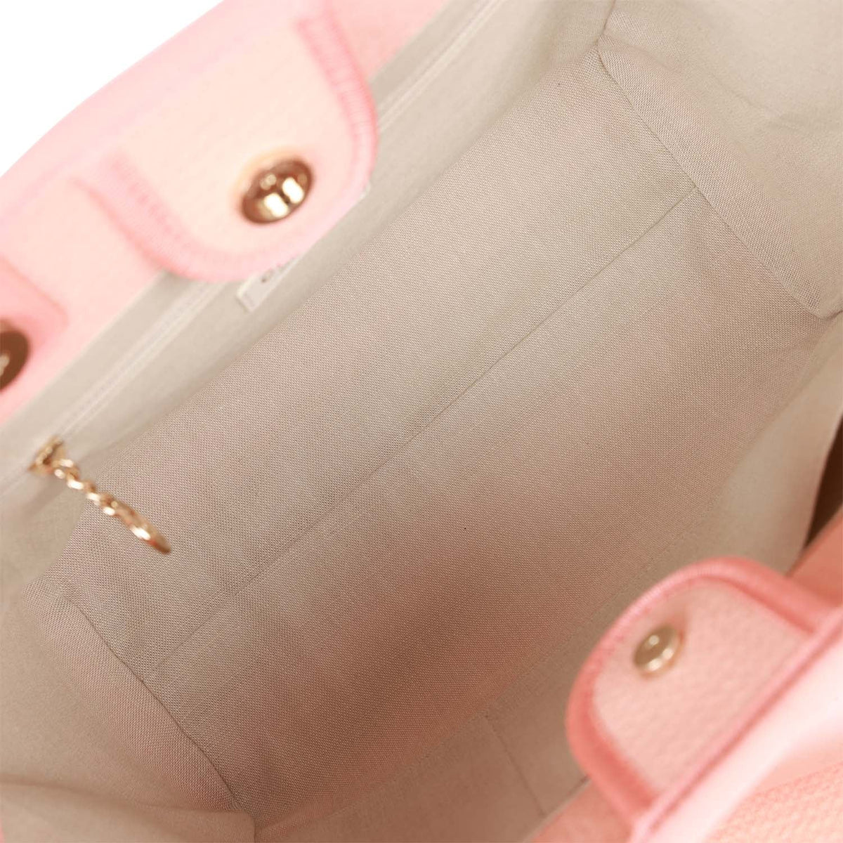 Chanel Small Deauville Shopping Bag Pink Boucle Light Gold Hardware