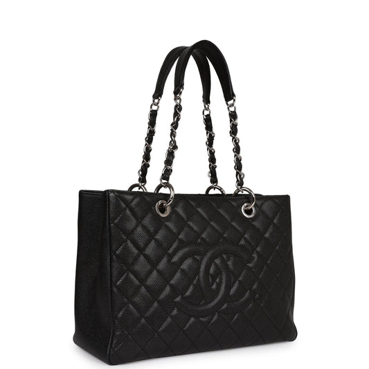 Chanel Grand Shopping Tote GST Black Caviar Silver Hardware
