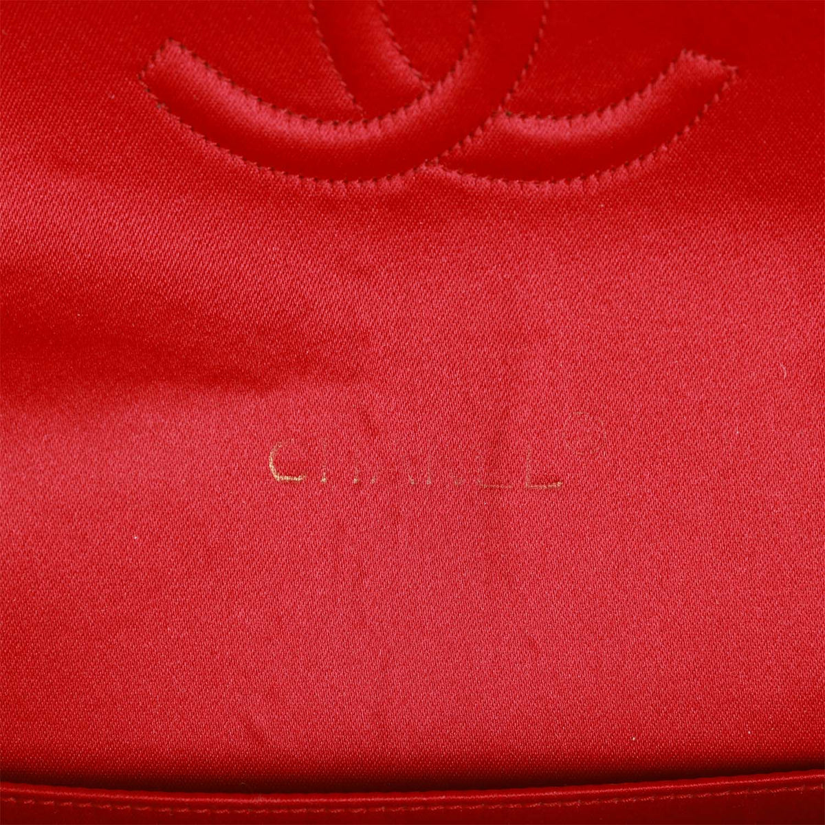 Vintage Chanel Small Flap Bag Red Satin Gold Hardware