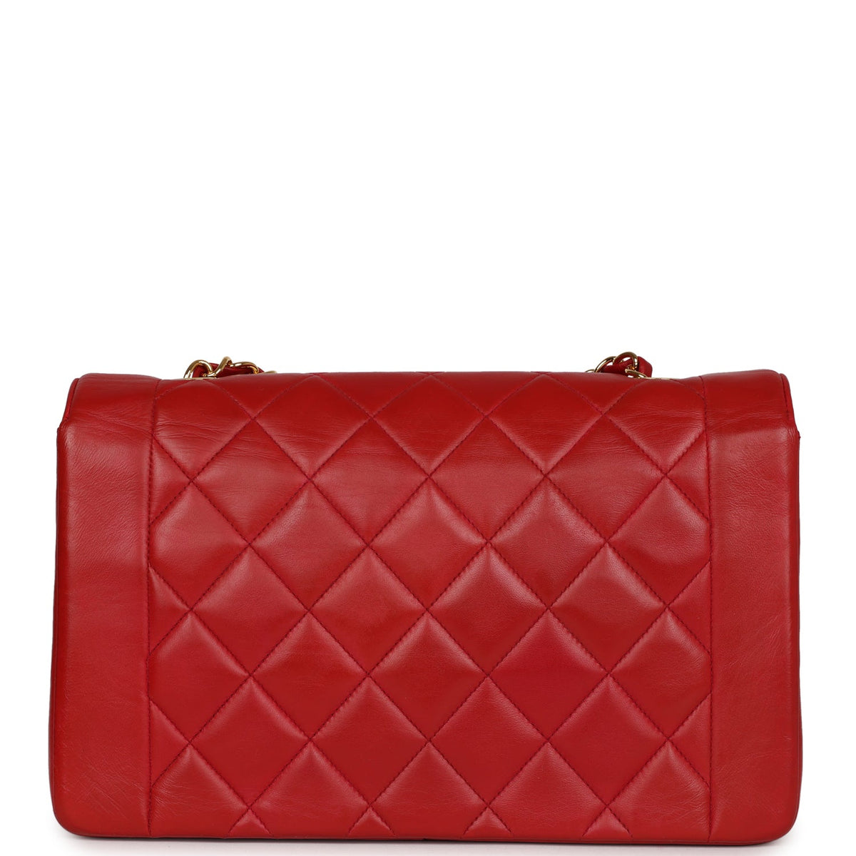 Vintage Chanel Small Diana Flap Bag Red Lambskin Gold Hardware