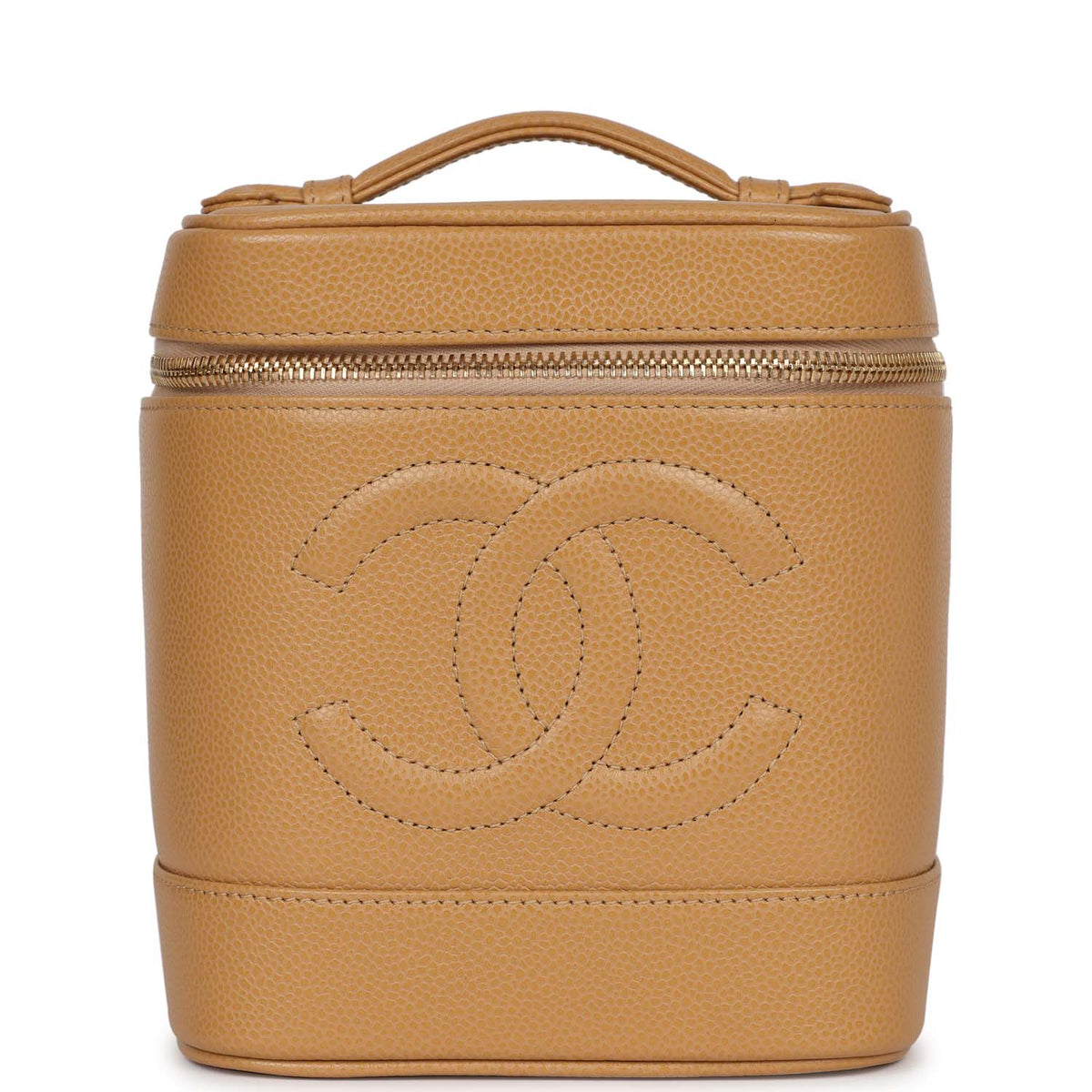 Vintage Chanel Vanity Dark Beige Caviar Gold Hardware