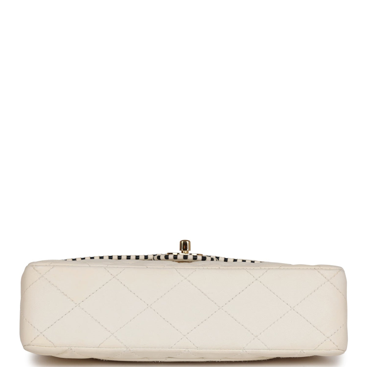 Vintage Chanel Medium Single Flap Bag White Lambskin Gold Hardware