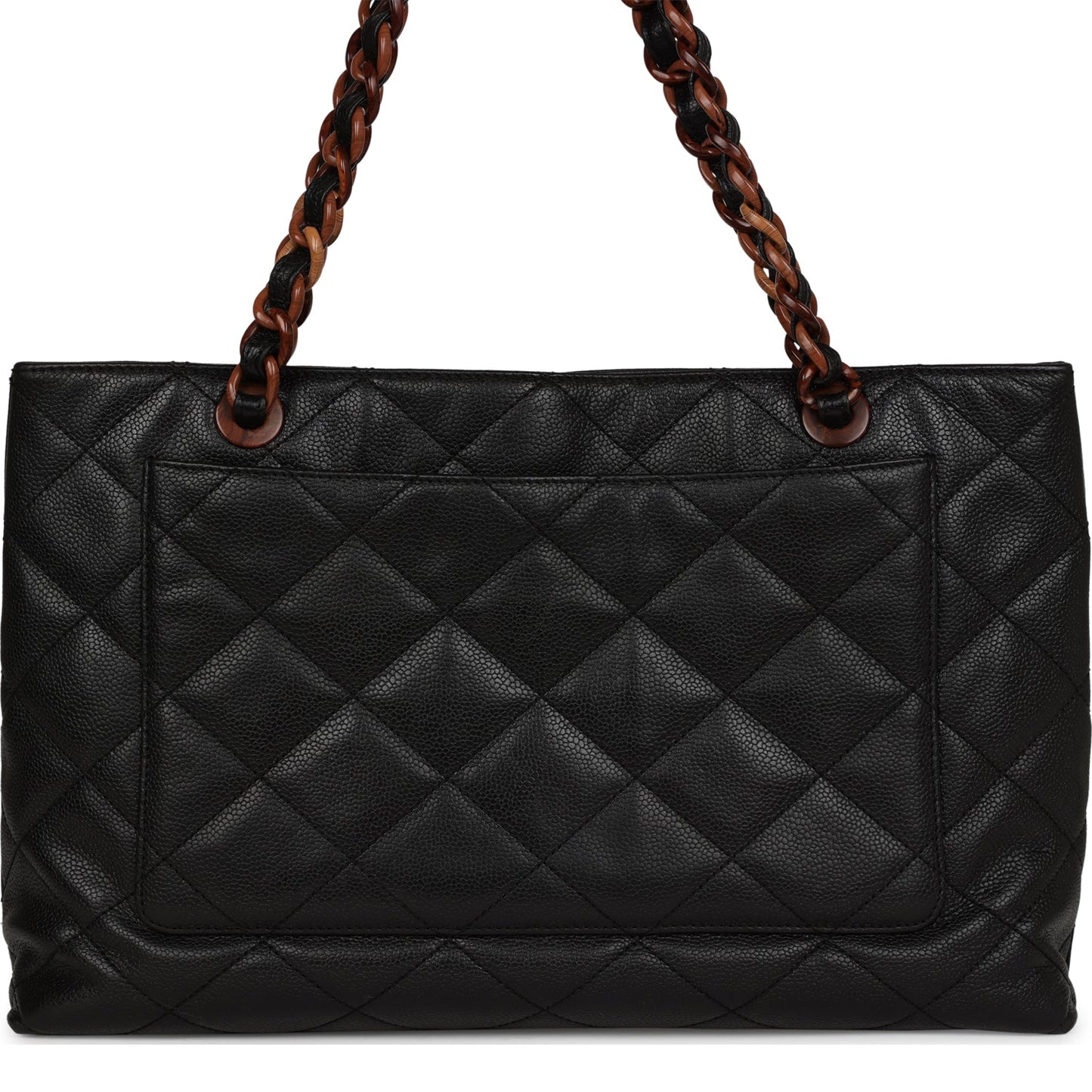 Vintage Chanel Quilted CC Tote Black Caviar Tortoiseshell Bakelite Hardware