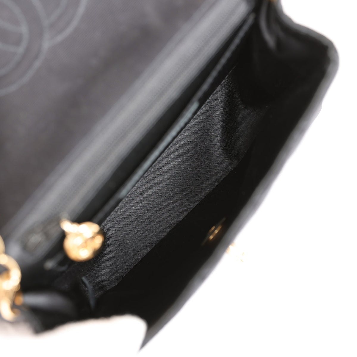 Vintage Chanel Mini Square Flap Bag Black Canvas Gold Hardware
