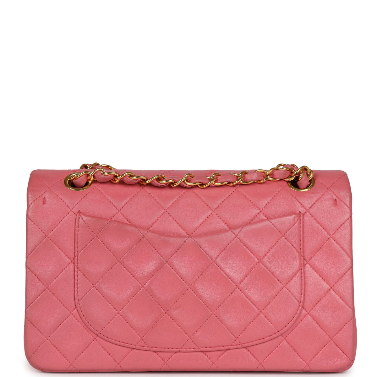 Vintage Chanel Small Classic Double Flap Bag Dark Pink Lambskin Gold Hardware