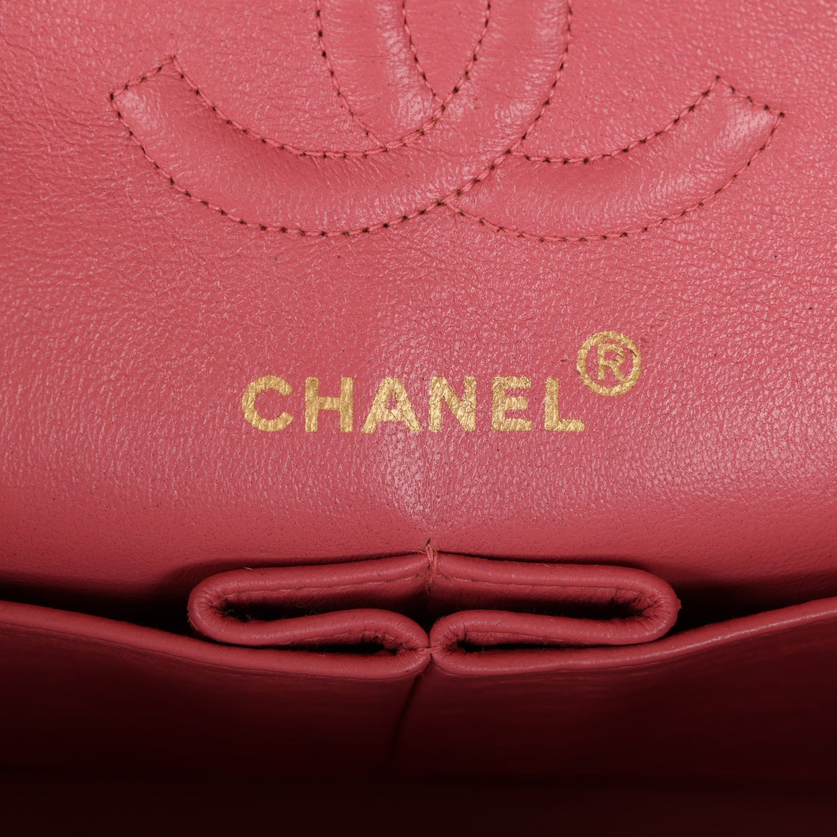 Vintage Chanel Small Classic Double Flap Bag Dark Pink Lambskin Gold Hardware