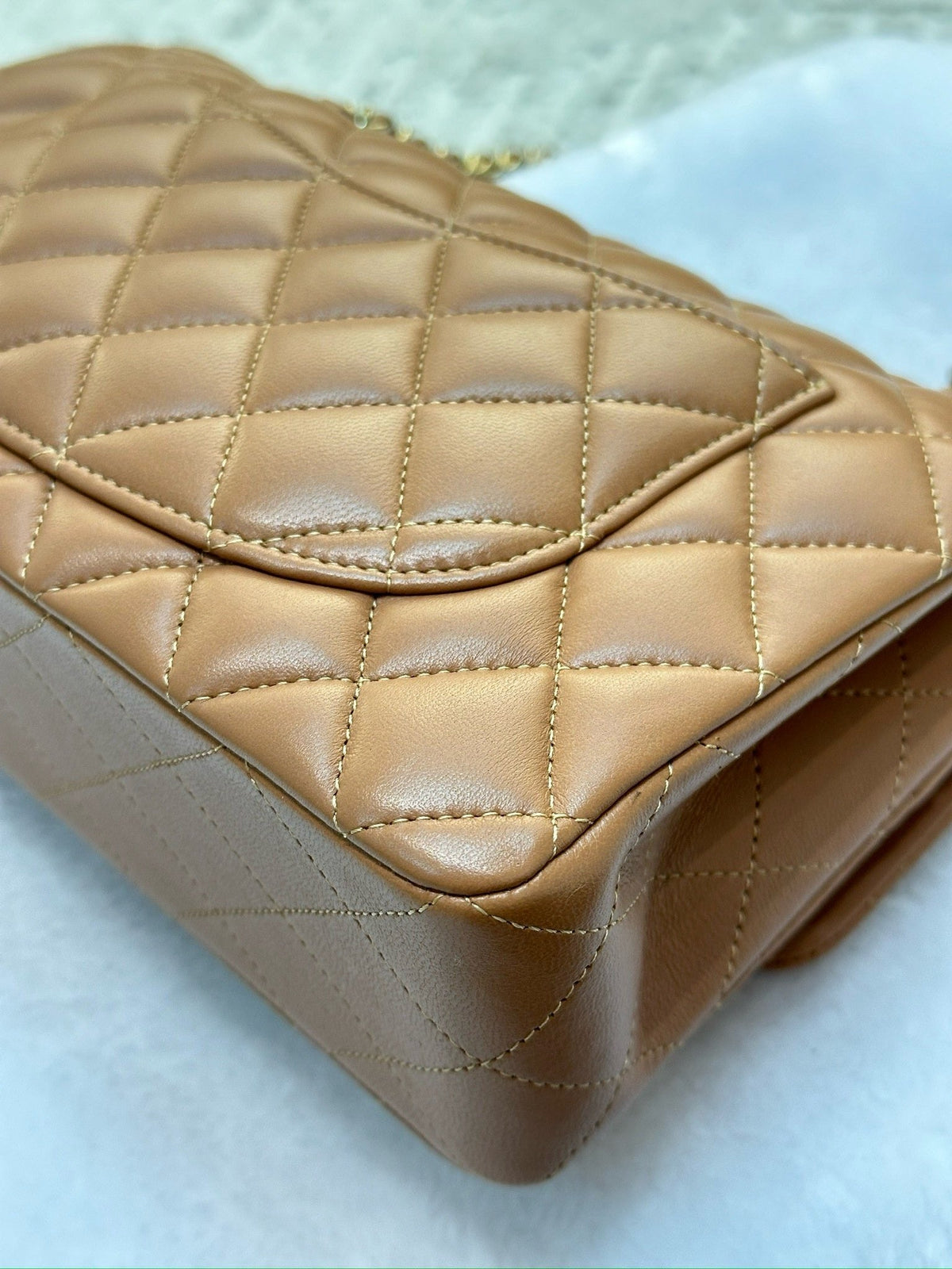 Chanel Small Lambskin Classic Double Flap Bag Dark Beige LGHW