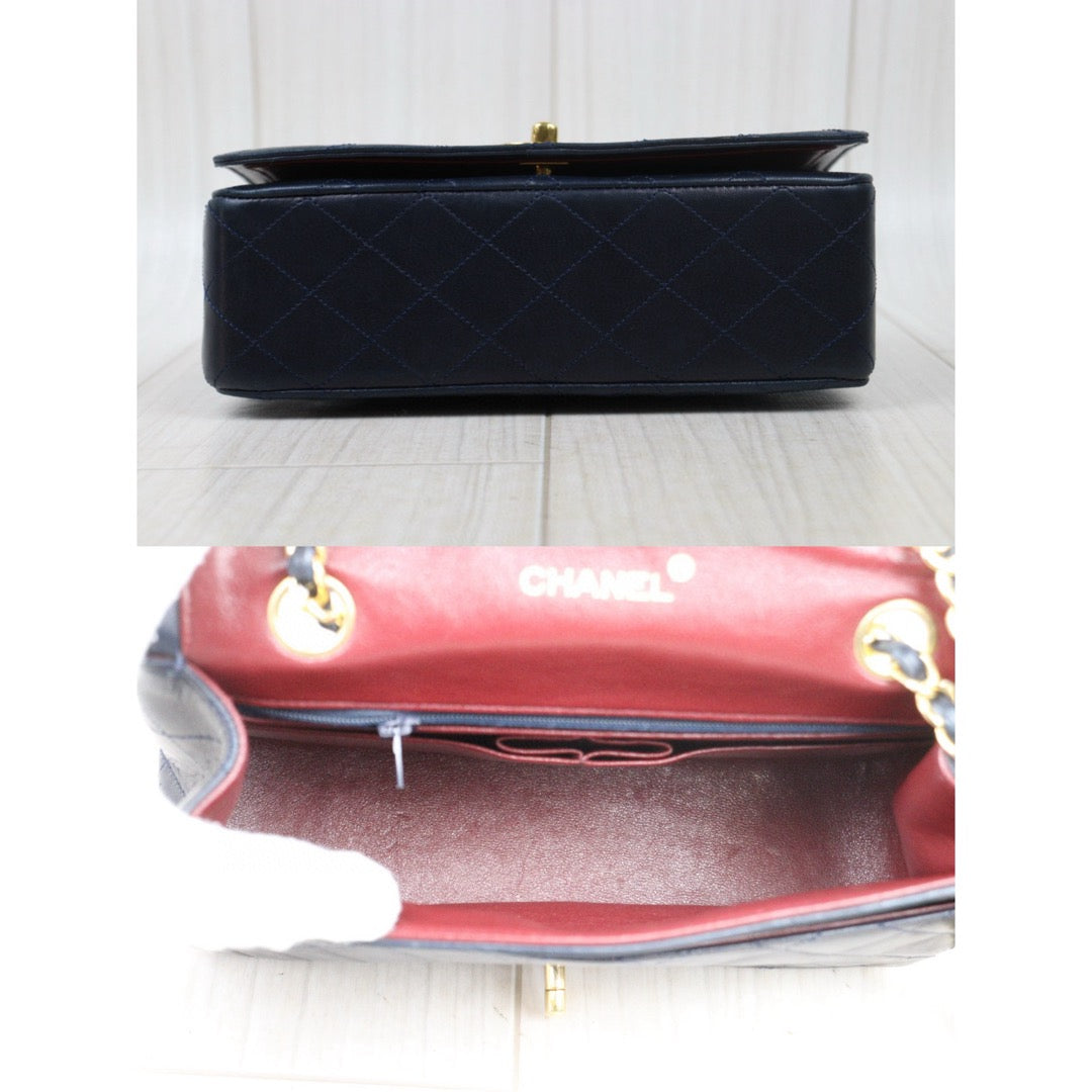 Good ( Rank AB)｜ CHANEL Matrasse Lamb Skin Chain Bag Blue Made in 1986-1988 Year｜P24120208
