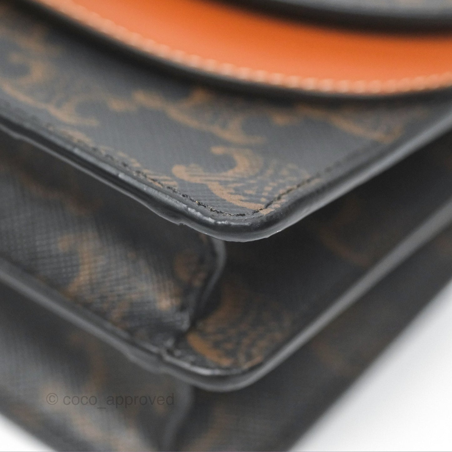 Celine Wallet On Strap Triomphe Canvas Tan Lambskin