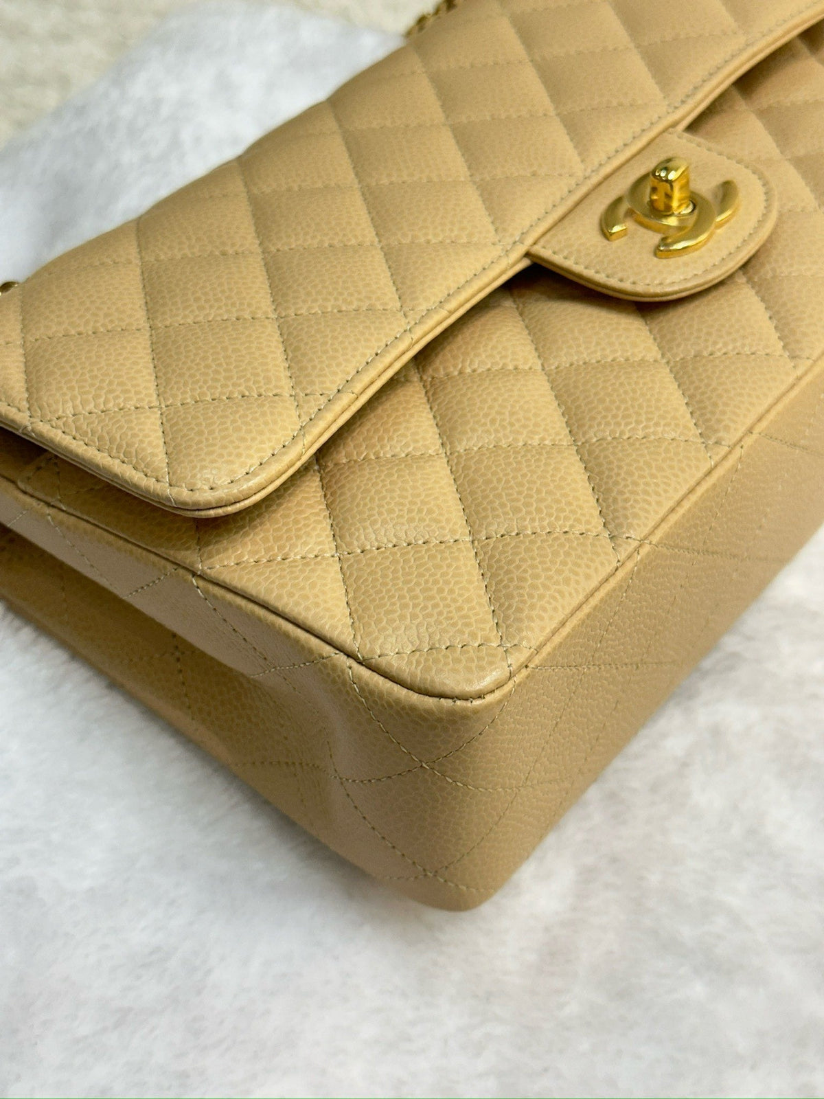 Chanel Medium Caviar Classic Double Flap Bag Beige