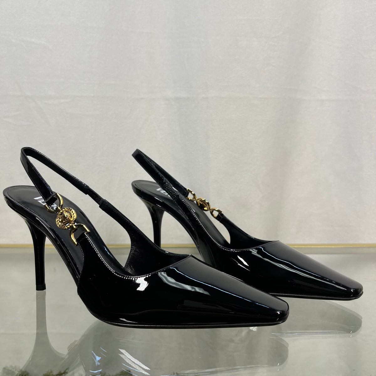 VERSACE 95' SlingBack Pumps 85mm Black SZ36