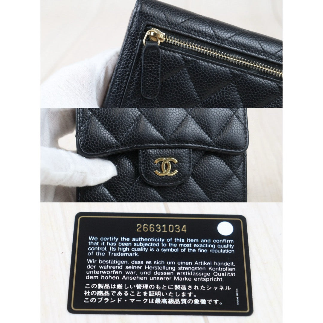 Good ( Rank AB) ｜Chanel Caviar Skin Black Wallet Made In 2018-2019Year｜24081910