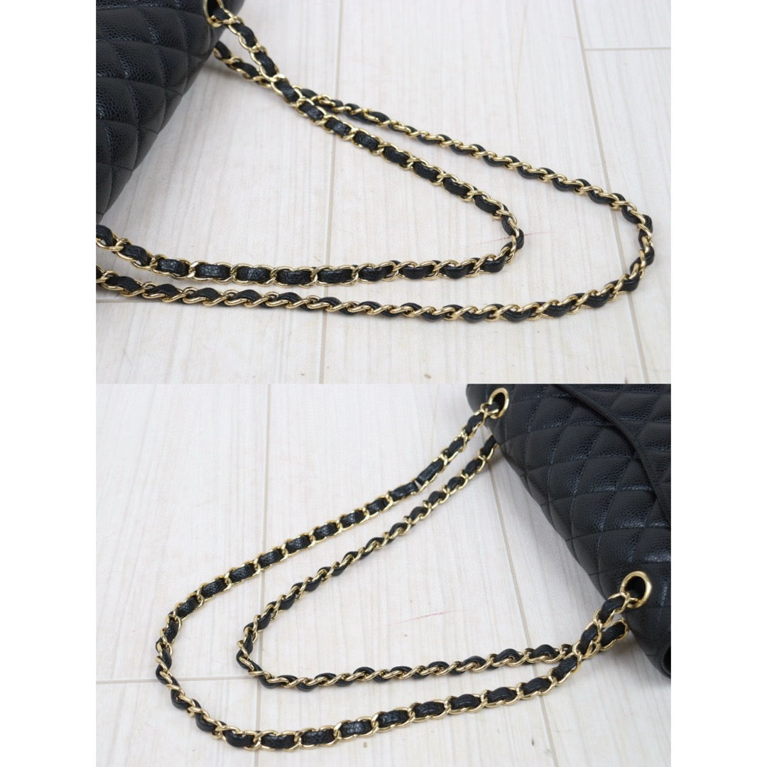 Very Good ( Rank A)｜ Full Set  CHANEL Caviar Skin Matrasse Double Flap 25 Shoulder Bag Black Made In 2020 Year｜S25030103