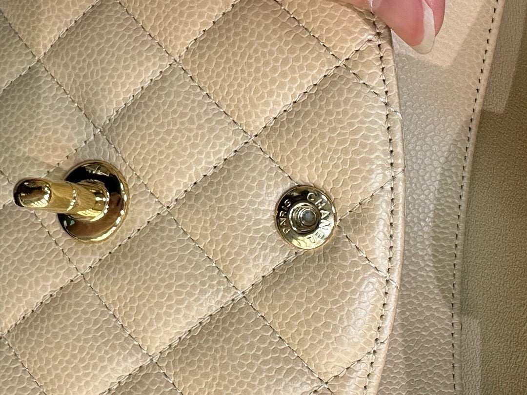 Chanel Medium Caviar Classic Double Flap Bag Beige