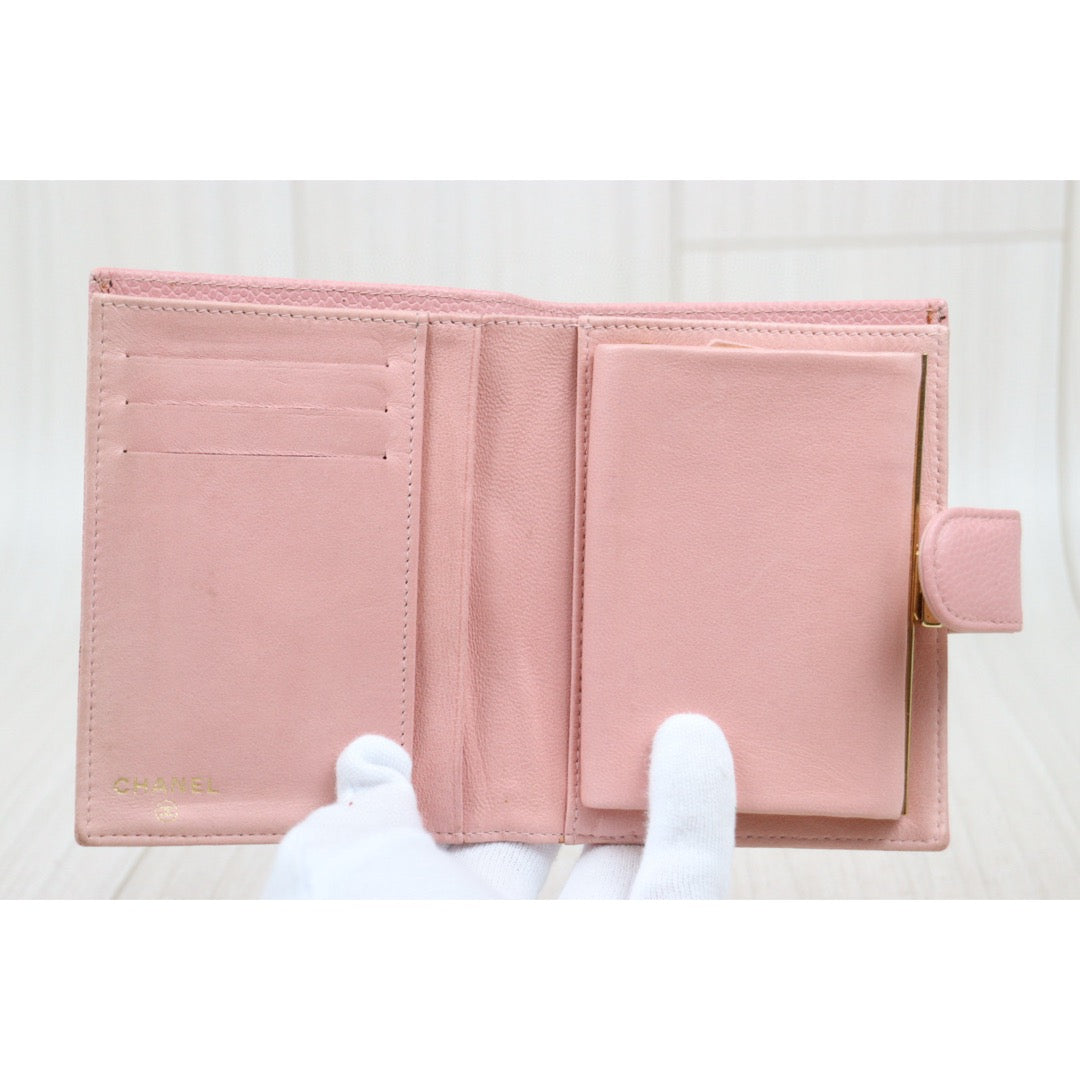 Good ( Rank AB)｜CHANEL Caviar Skin Calf Leather  Wallet Pink Made In 2003-2004 Year｜S25032620