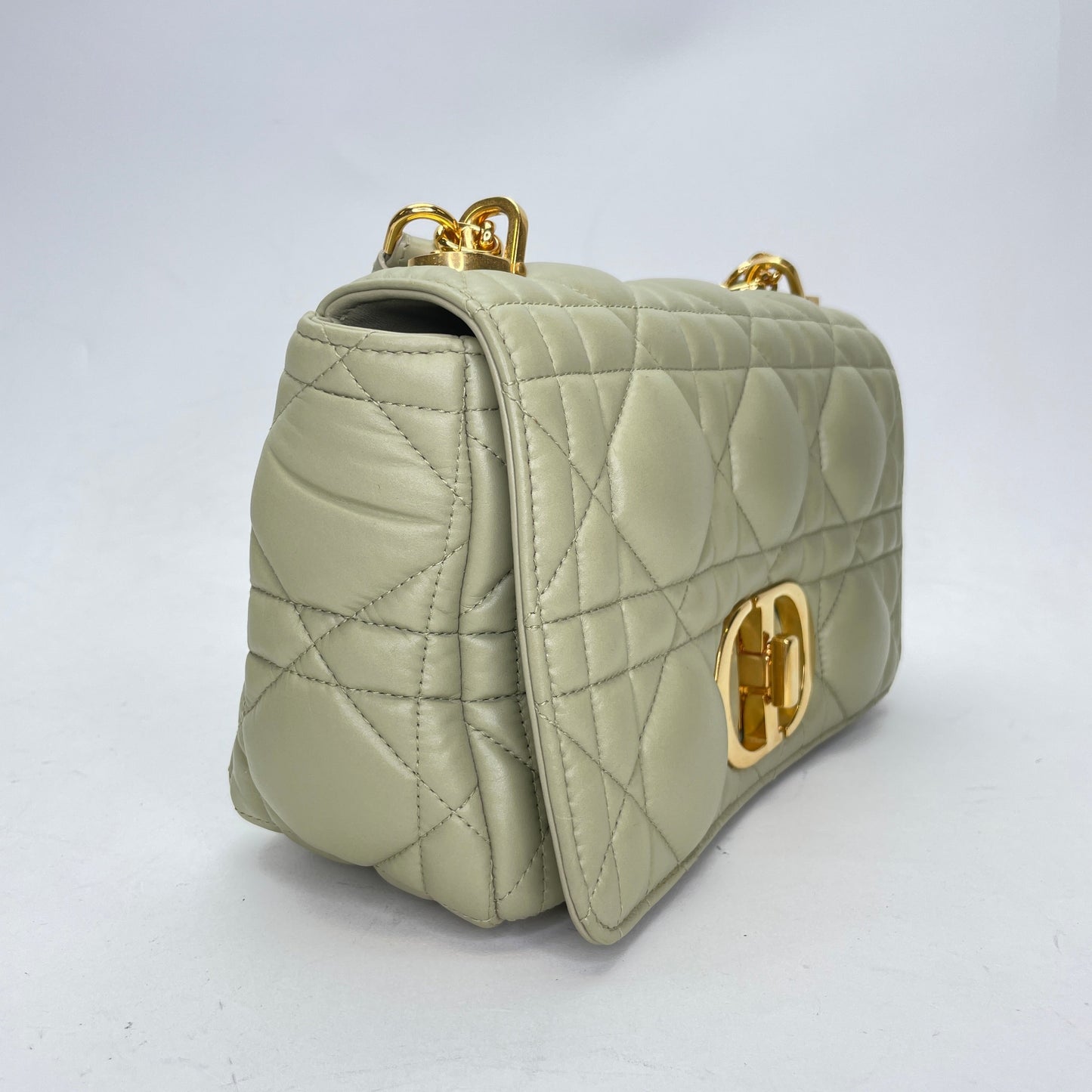 Caro Medium Green Crossbody Bag in Calfskin, Gold hardware