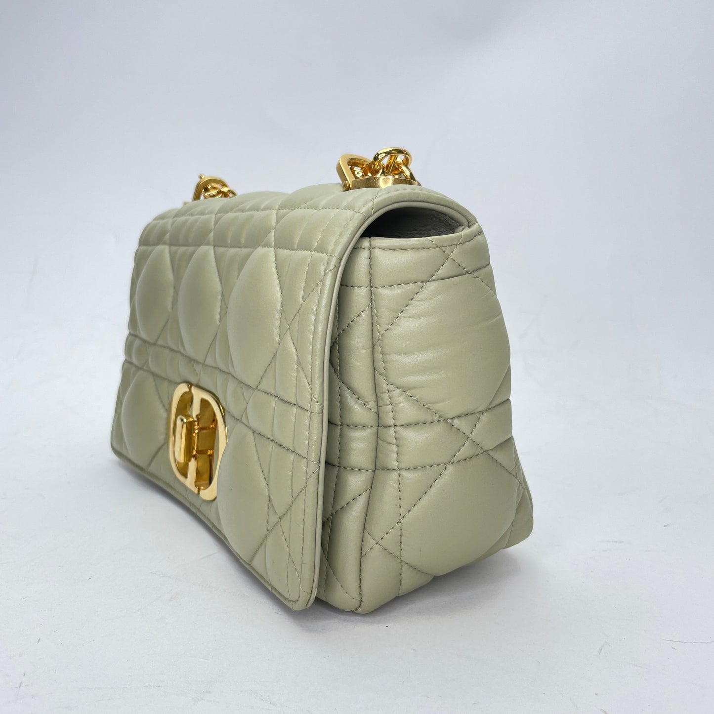 Caro Medium Green Crossbody Bag in Calfskin, Gold hardware