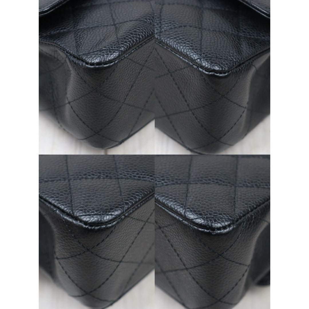 Very Good ( Rank A) ｜ CHANEL Caviar Skin Matrasse Double Flap 25 Shoulder Bag Black Made In 2009-2010 Year  ｜W24120604