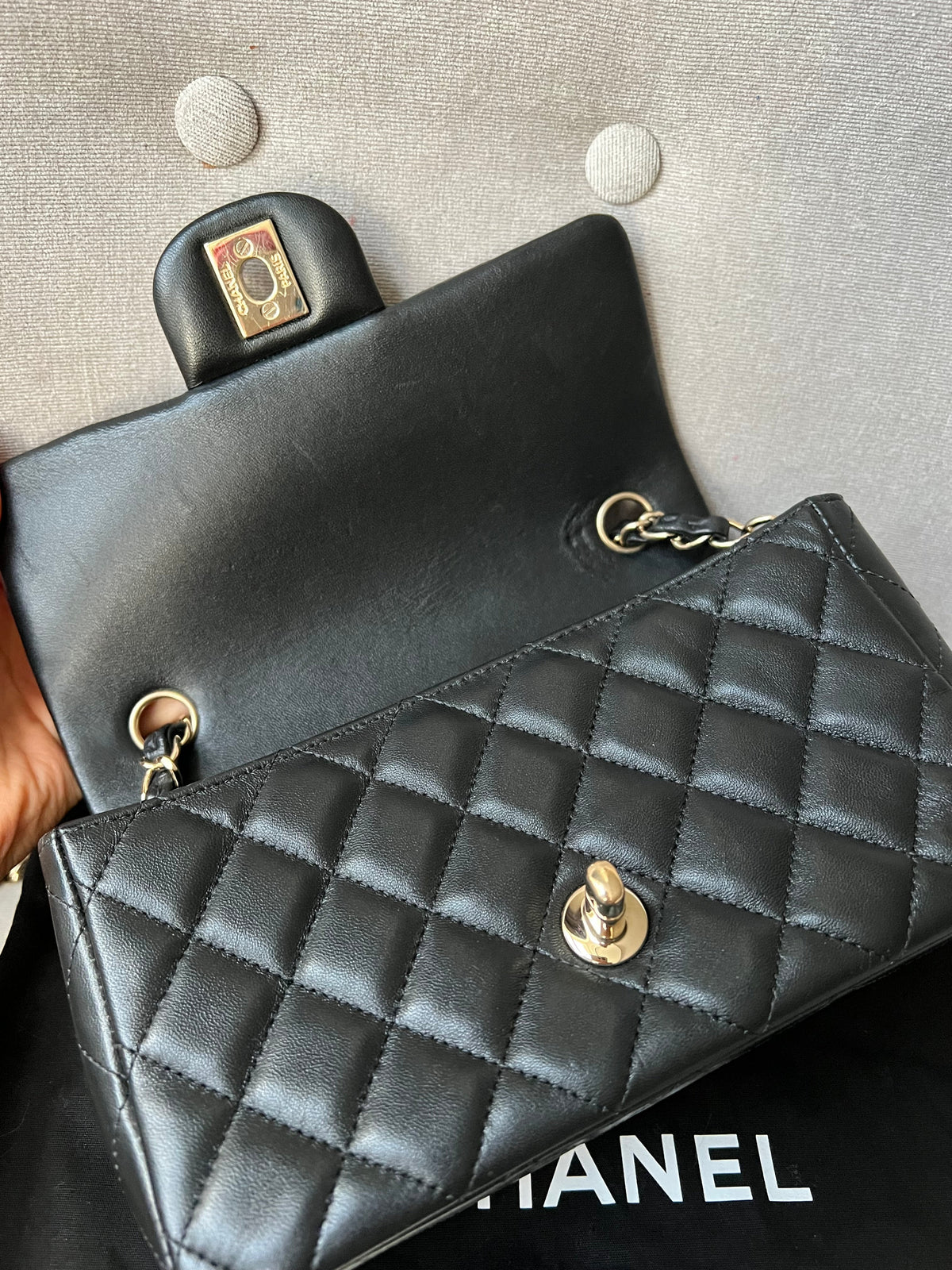 Chanel Mini Rectangular Classic Flap in Black Lambskin