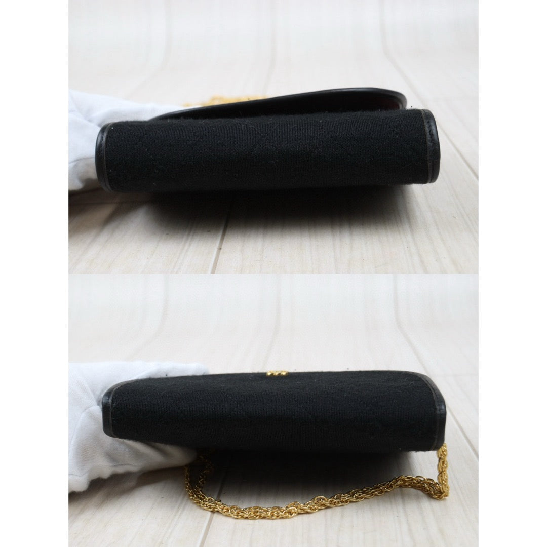 Very Good ( Rank A)｜ CHANEL Mini Coco Mark Matrasse Canvas Chain Shoulder Bag Black｜25032704