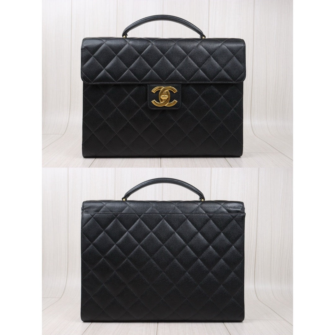 Very Good ( Rank A) ｜CHANEL Caviar Skin Leather Calf Leather  Handbag Black Made In 1996-1997 Year｜S25032628