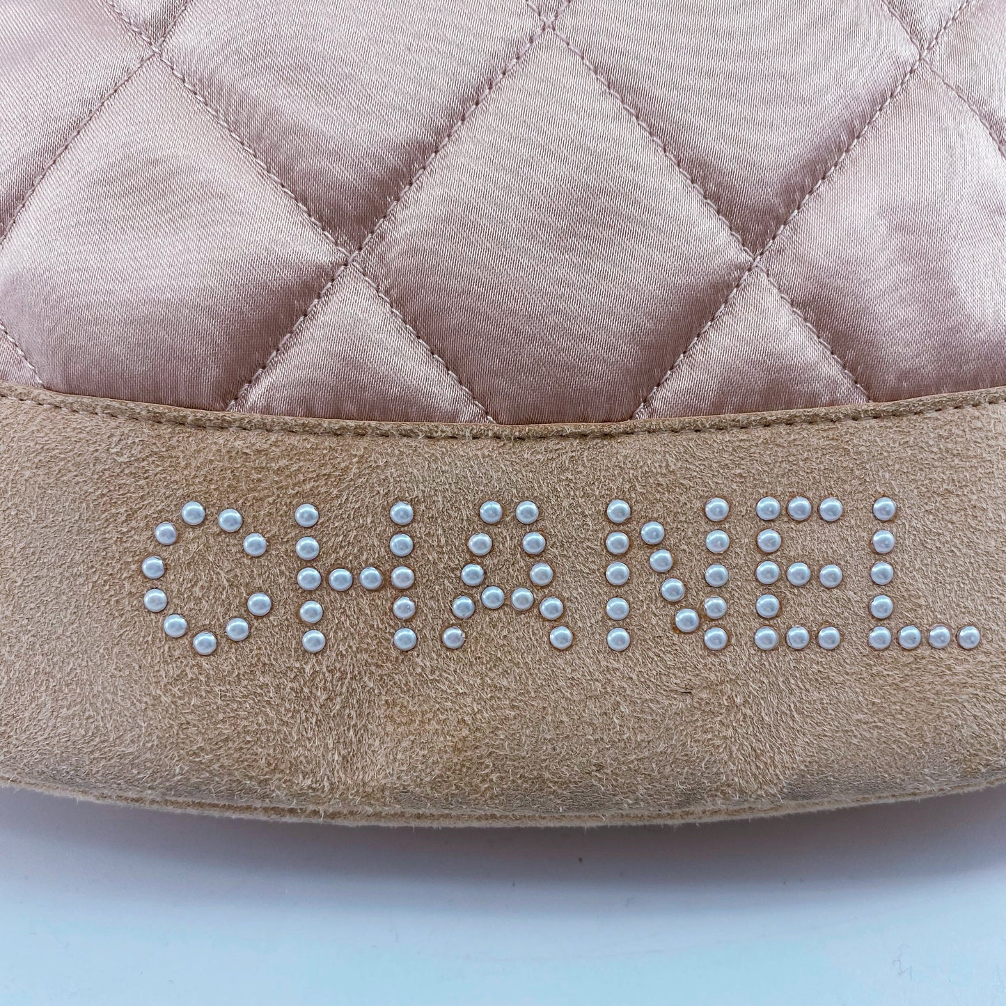 Chanel Vintage Quilted Satin and Suede Drawstring Backpack