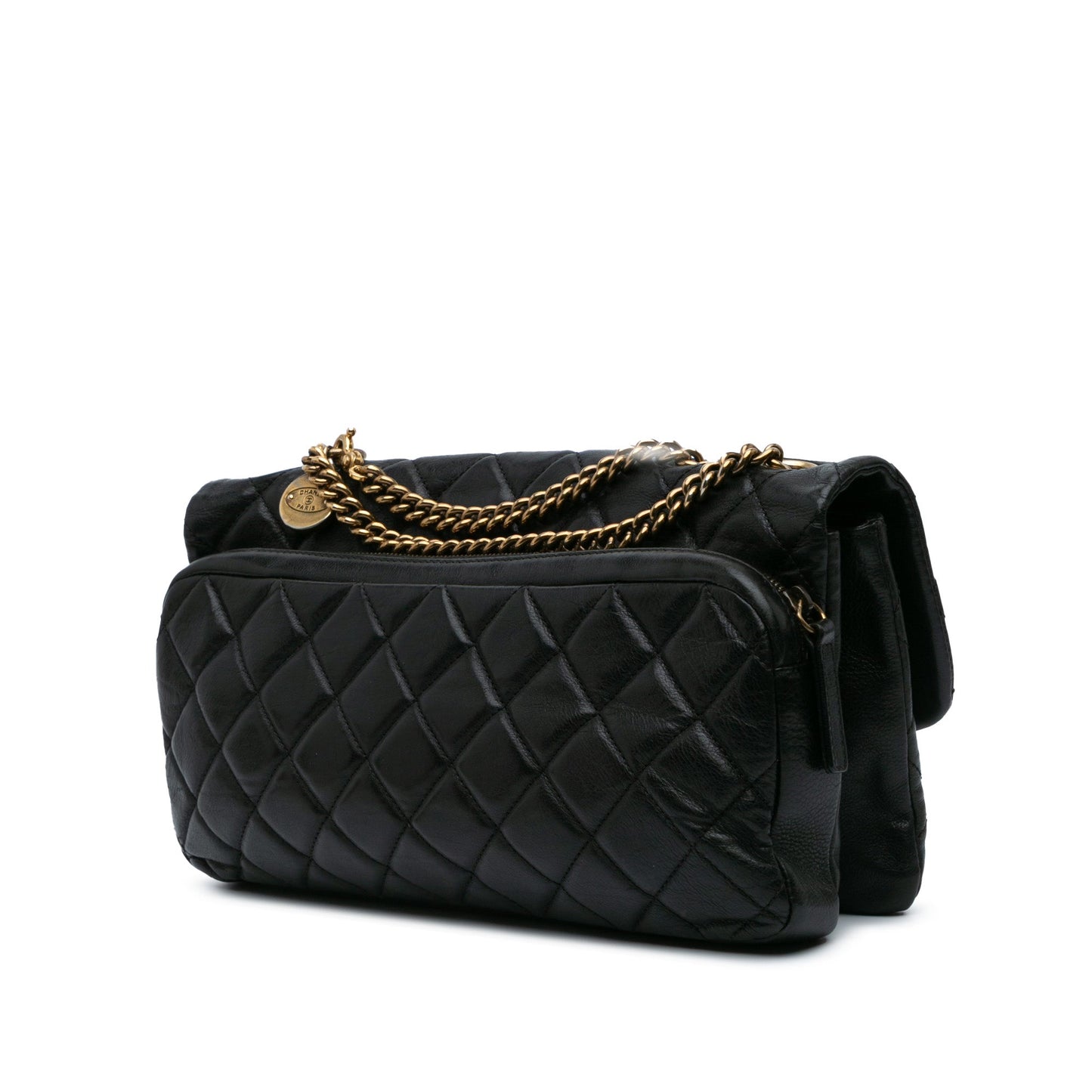 Black Chanel Quilted Calfskin CC Crown Flap Shoulder Bag