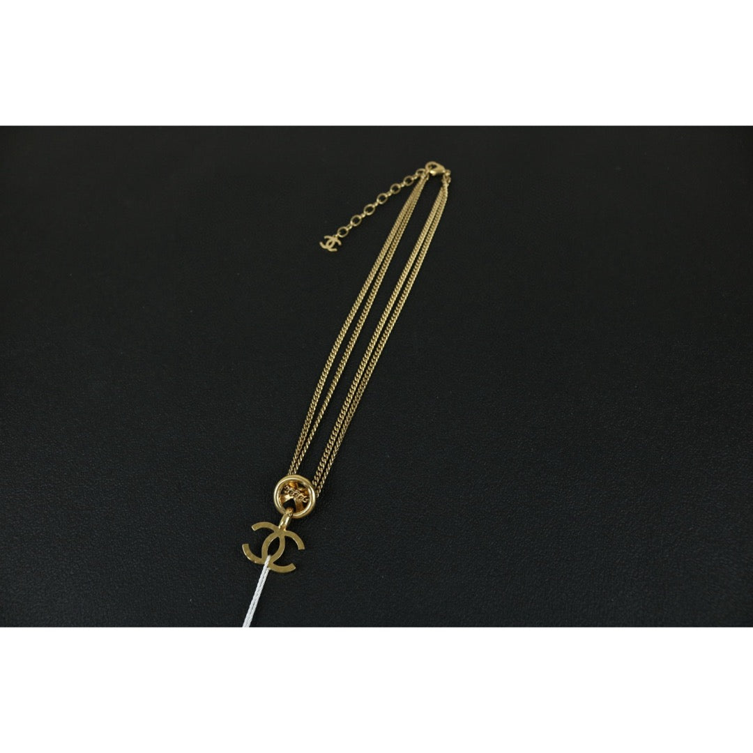 Very Good ( Rank A) ｜CHANEL COCO Mark Double chain Rhinestone Chocker Necklace ｜F25021118